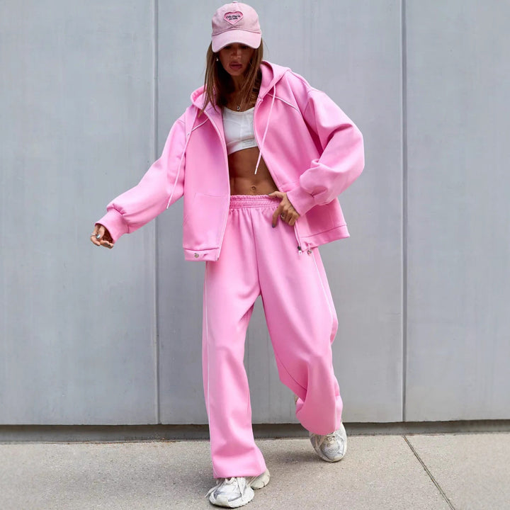 Damen Sportliches Oversized Kapuzenjacken-Set Echo Archiv