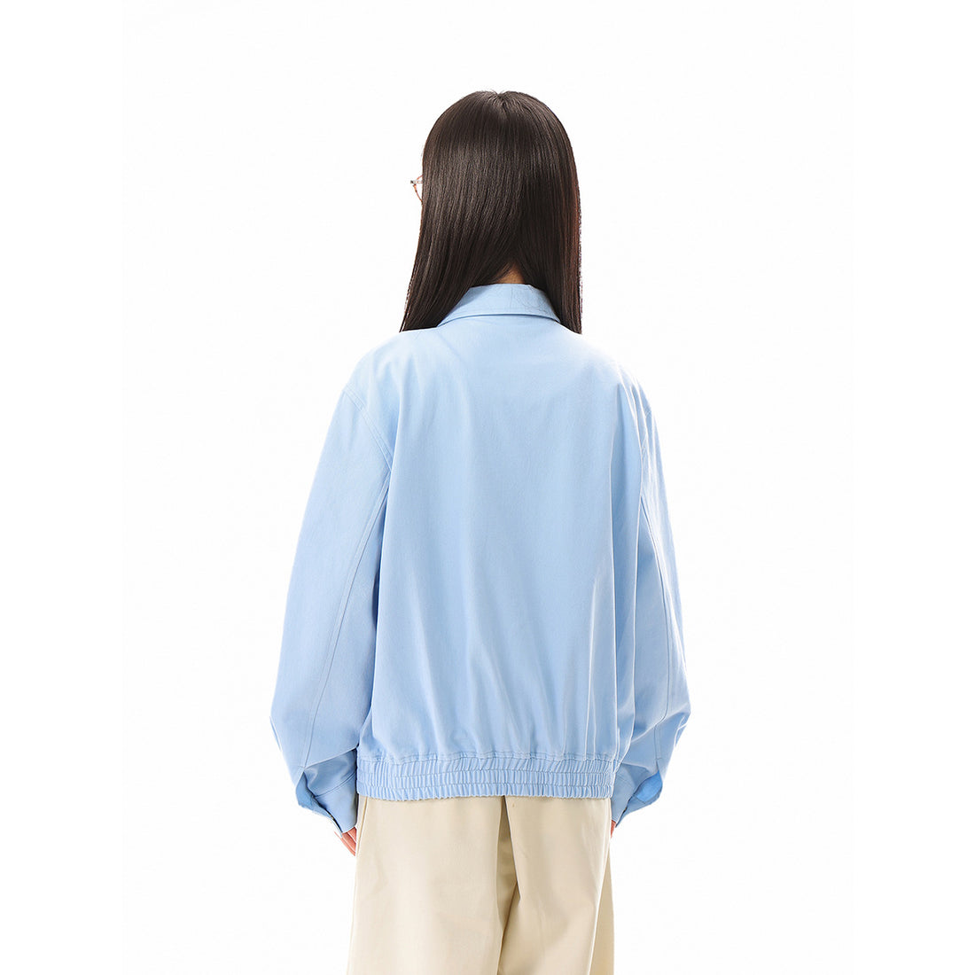 Unisex Leichte Boxy-Blousonjacke mit Hemdkragen und verdecktem Reißverschluss Echoarchiv