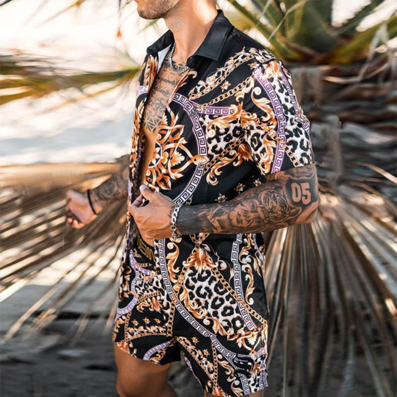 Herren Floral Gemusterte Lässige Sommer Set Echoarchiv