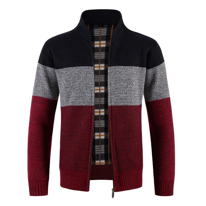 Herren Strickjacke mit modernem Farbblockdesign und kuscheligem Innenfutter Echoarchiv