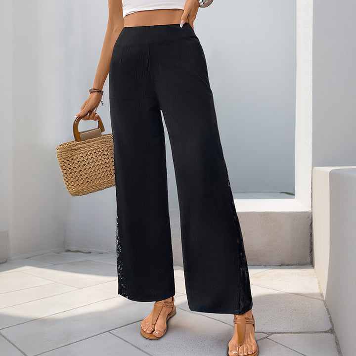 Damen High-Waist Palazzo-Hose aus Crêpe mit seitlichem Spitzeneinsatz Echoarchiv