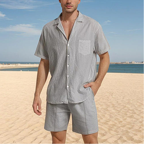 Herren lässiges Kurzarmhemd und Shorts Set aus atmungsaktivem Material Echoarchiv