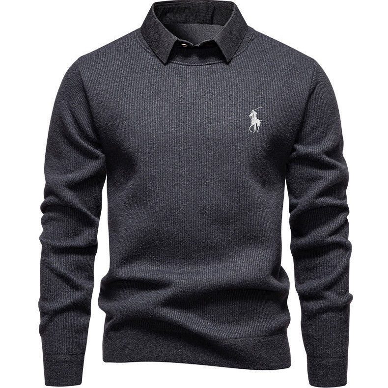 Herren klassischer Strickpullover mit Hemdkragen Echoarchiv
