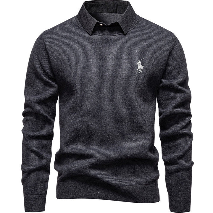 Herren klassischer Strickpullover mit Hemdkragen Echoarchiv