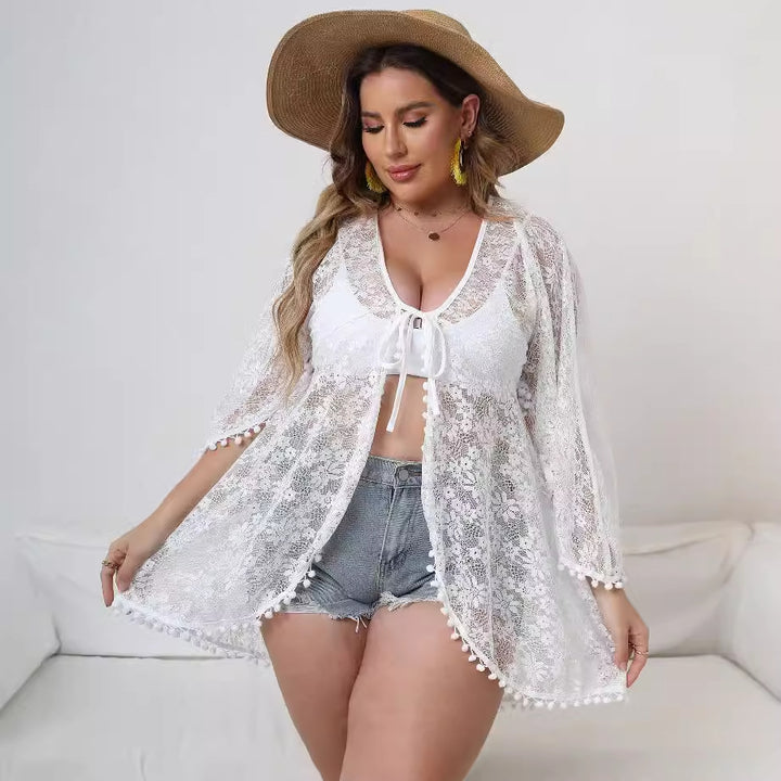 Damen Eleganter Spitzen-Strandüberwurf Echo Archiv