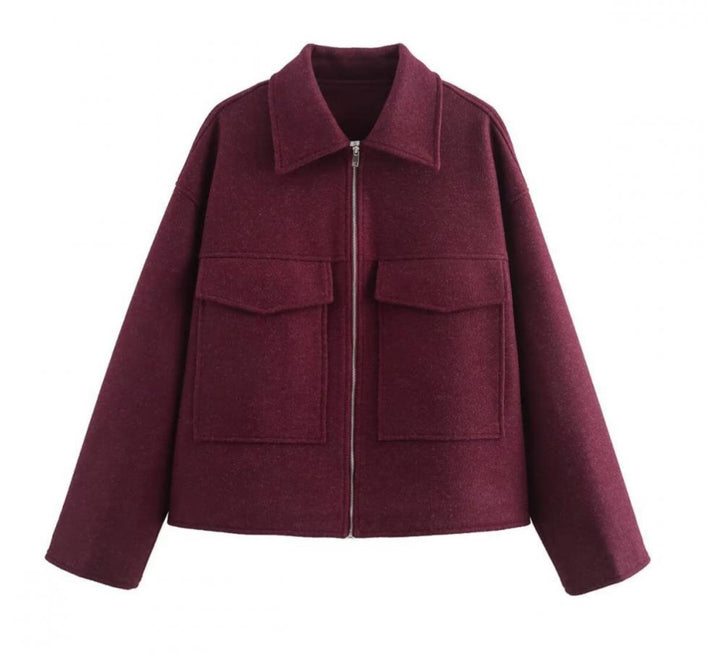 Damen 60+ Boxy Kurzjacke aus Wollmix mit Reißverschluss und aufgesetzten Pattentaschen Echo Archiv