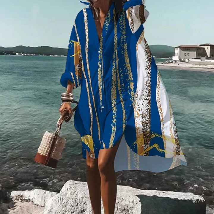 Damen nan luftiges Strandkleid Kaftan mit tropischem Blattprint und weitem Schnitt Echo Archiv