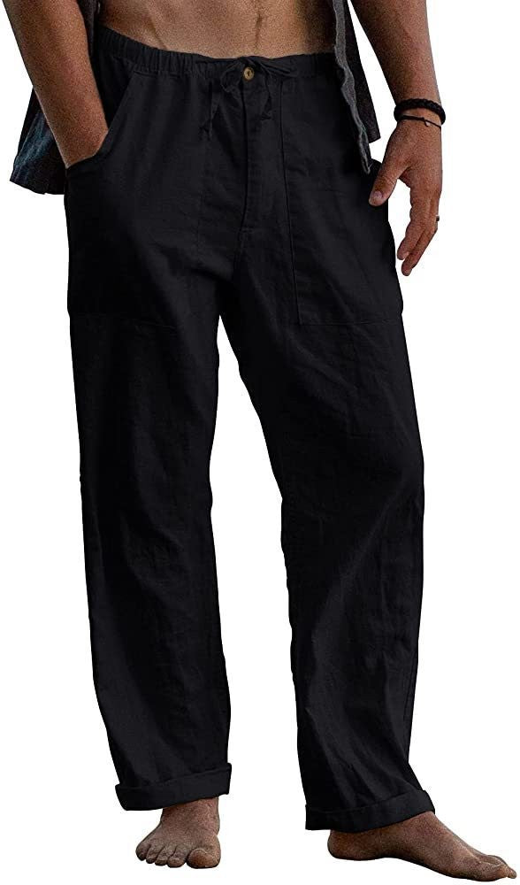 Herren Relaxed Fit Leinenhose mit elastischem Bund und praktischen Taschen Echoarchiv