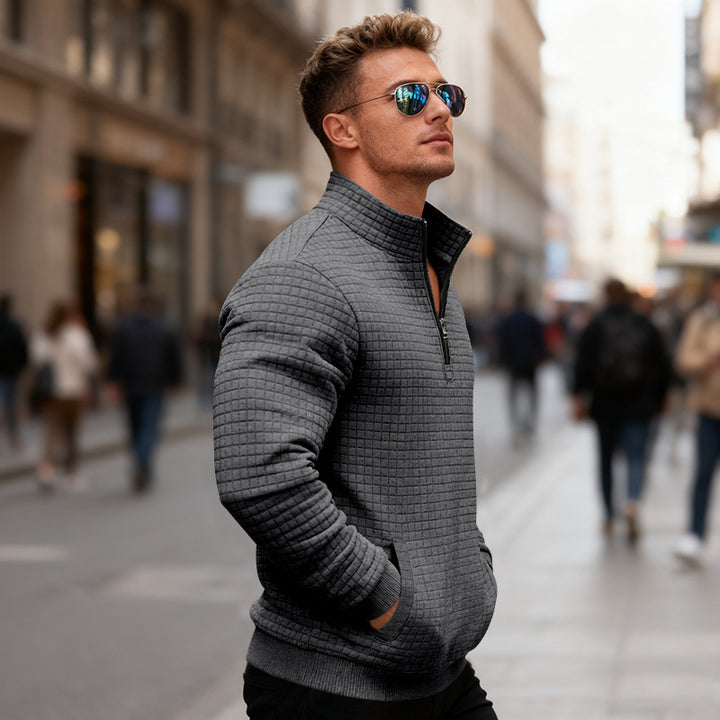 Herren Sportlicher Stehkragenpullover mit Reißverschluss Echoarchiv