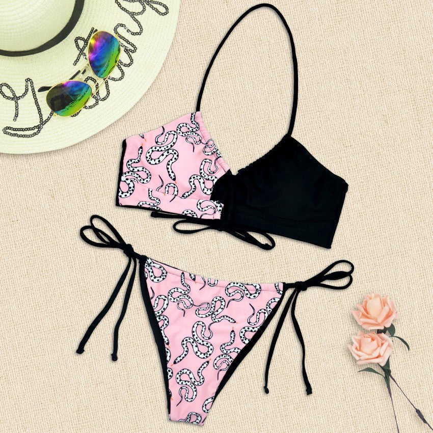 Damen Halter-Bikini mit asymmetrischem Design und verspieltem Muster Echo Archiv