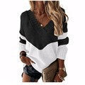 Damen nan V-Ausschnitt Strickpullover mit Chevron-Muster und Oversize-Schnitt Echo Archiv