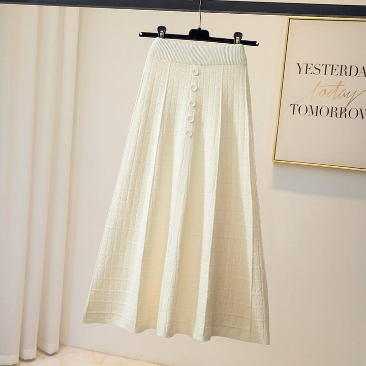 Damen Eleganter Maxirock mit Knopfdetails und strukturiertem Design Echo Archiv