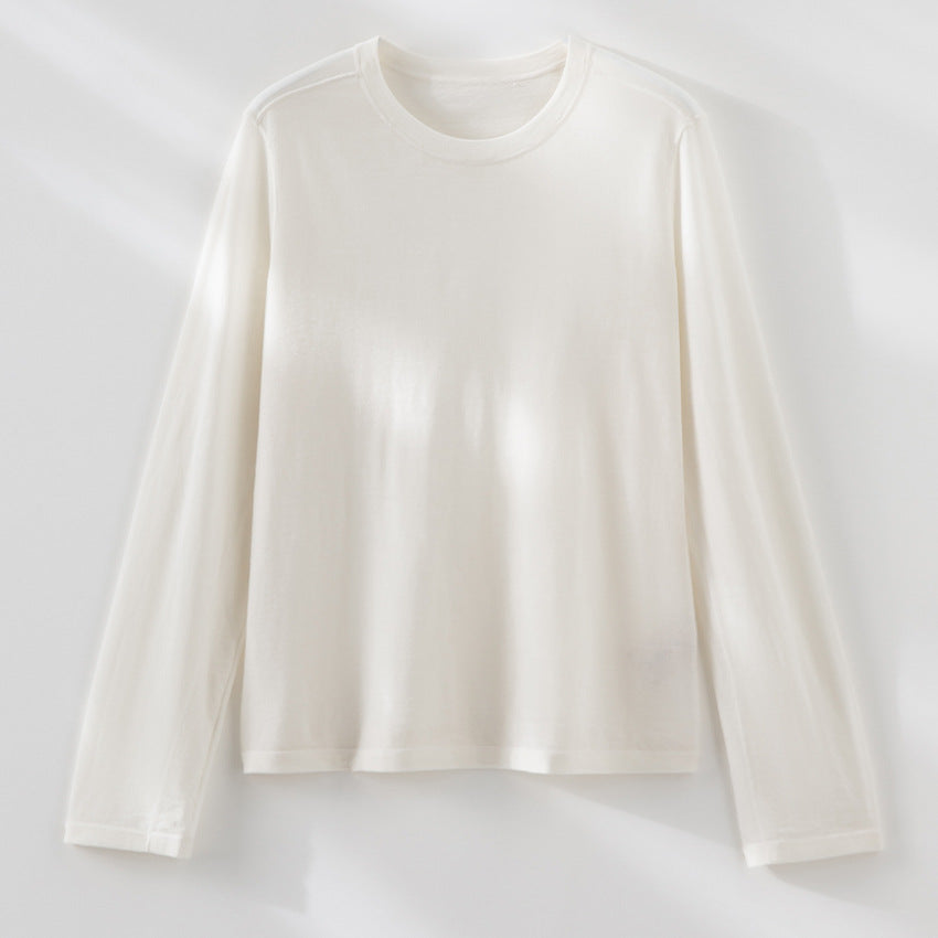 Damen Feines Langarm-Feinstrickshirt mit Rundhalsausschnitt und gerader Silhouette Echoarchiv