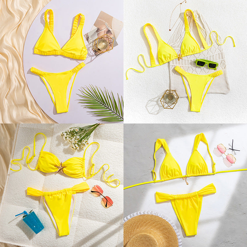 Damen Sportlicher Bikini mit gerafftem Oberteil und hohen Beinausschnitten – Maréssa