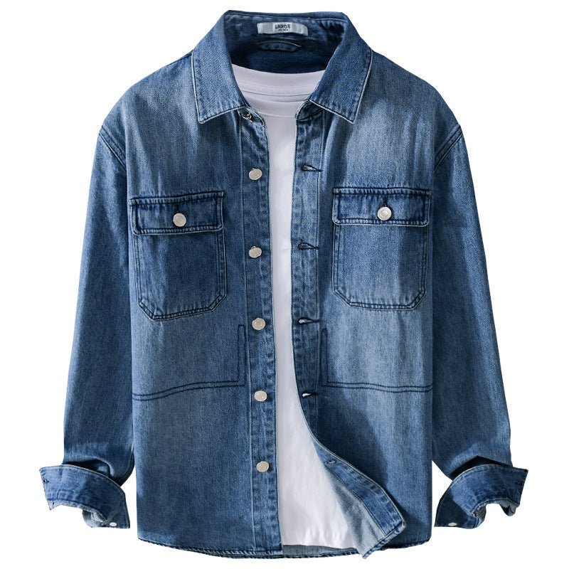 Herren Denim-Utility-Hemdjacke mit Brusttaschen und legerer Passform Echoarchiv