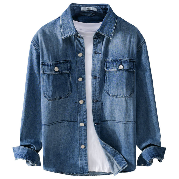 Herren Denim-Utility-Hemdjacke mit Brusttaschen und legerer Passform Echoarchiv