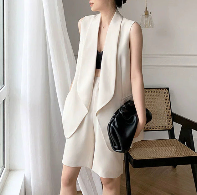 Damen Modische Weste und Shorts Set Echoarchiv