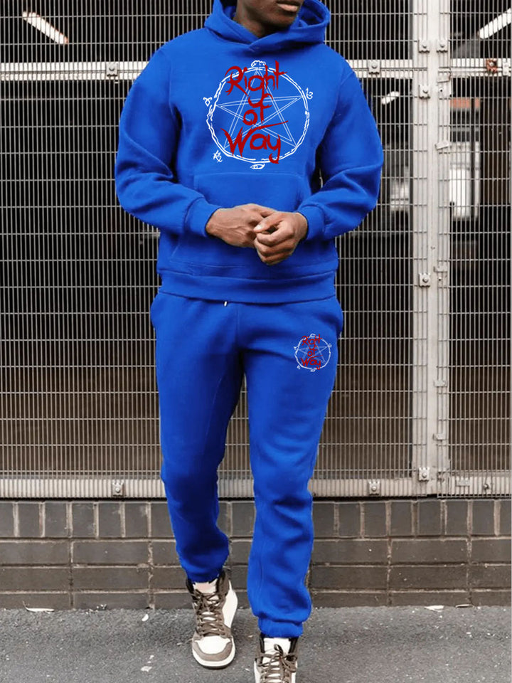 Herren Sportlicher Kapuzenpullover und Jogginghose Set mit einzigartigem Grafikdruck Echoarchiv