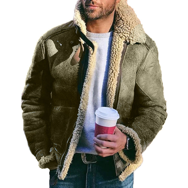 Herren Kurzjacke im Vintage-Shearling-Style mit Reißverschluss und Teddyfutter Echoarchiv