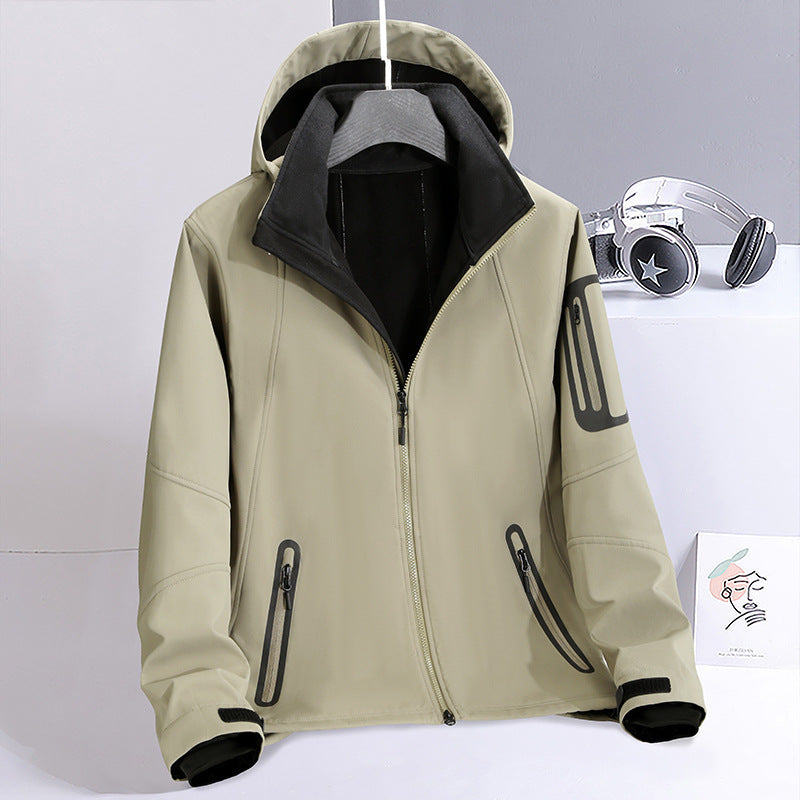 Herren Softshell‑Hybridjacke mit Kapuze, versiegelten Reißverschlüssen und ergonomischem Schnitt Echo Archiv