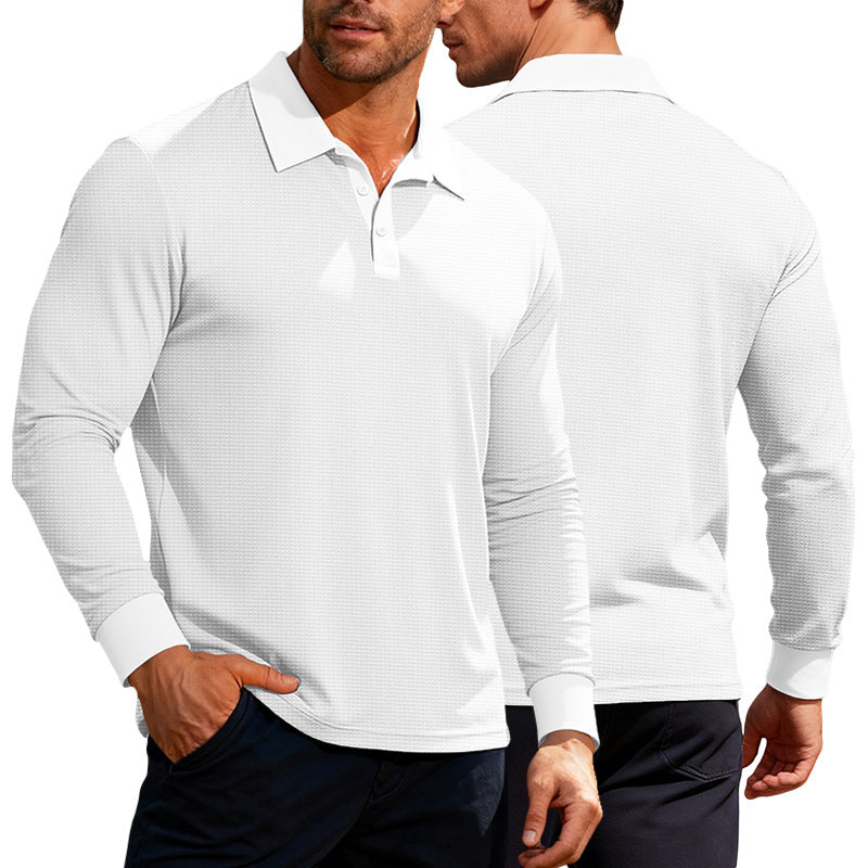 Herren nan Langarm-Poloshirt aus Waffelstrick mit schmaler Passform verdeckter Knopfleiste und Hemdkragen Echo Archiv