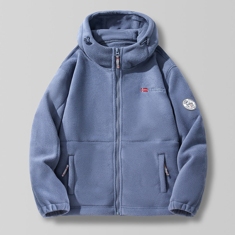 Unisex nan Kapuzen-Fleecejacke mit hochgeschlossenem Haubenkragen, durchgehendem Reißverschluss und seitlichen Einschubtaschen Echo Archiv