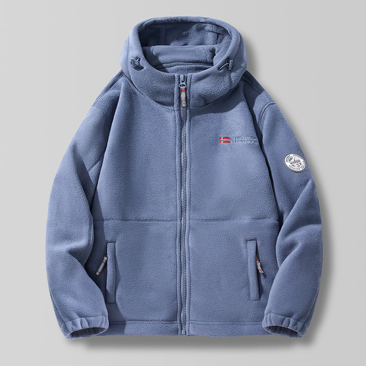 Unisex nan Kapuzen-Fleecejacke mit hochgeschlossenem Haubenkragen, durchgehendem Reißverschluss und seitlichen Einschubtaschen Echo Archiv