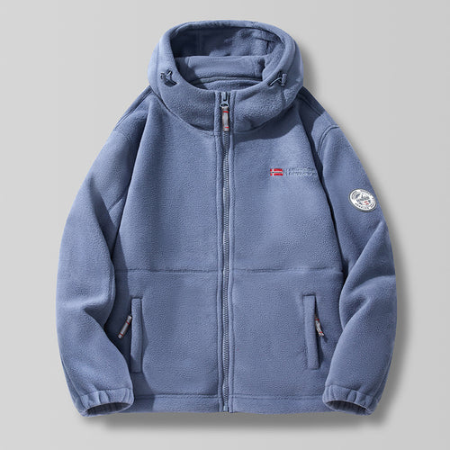Unisex nan Kapuzen-Fleecejacke mit hochgeschlossenem Haubenkragen, durchgehendem Reißverschluss und seitlichen Einschubtaschen Echo Archiv