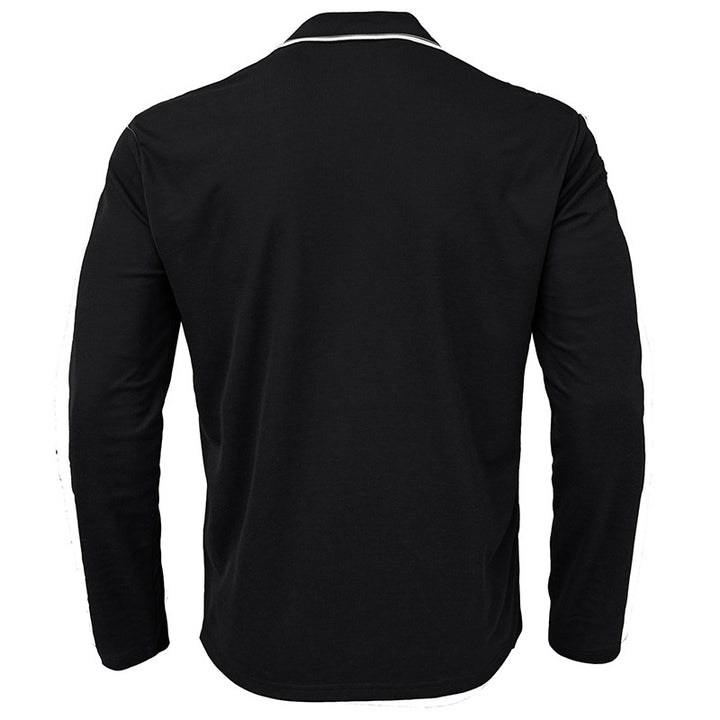 Herren Langarm Polohemd mit elegantem Stehkragen und modischen Kontrastdetails Echoarchiv
