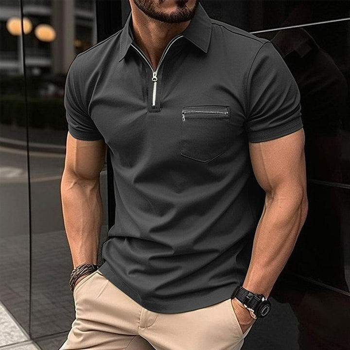 Herren Kurzarm-Polohemd mit modernem Reißverschluss und praktischer Brusttasche Echoarchiv