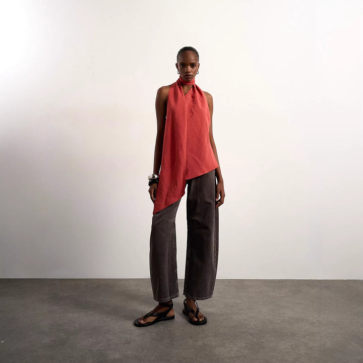 Damen asymmetrisches Wickeloberteil mit elegantem Schal Echo Archiv