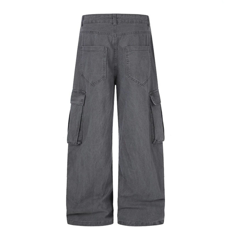 Damen Cargo-Palazzo-Hose aus Baumwollmix mit weitem Bein, aufgesetzten Klappentaschen und Gürtelprint Echoarchiv