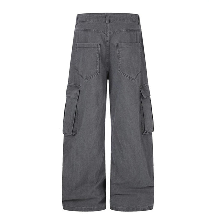 Damen Cargo-Palazzo-Hose aus Baumwollmix mit weitem Bein, aufgesetzten Klappentaschen und Gürtelprint Echoarchiv