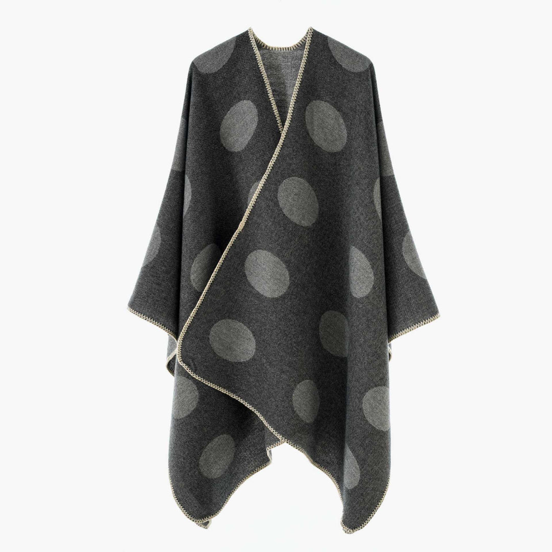 Damen Punkte-Überwurf Cape aus Wollmix mit Zierstich – Avérine