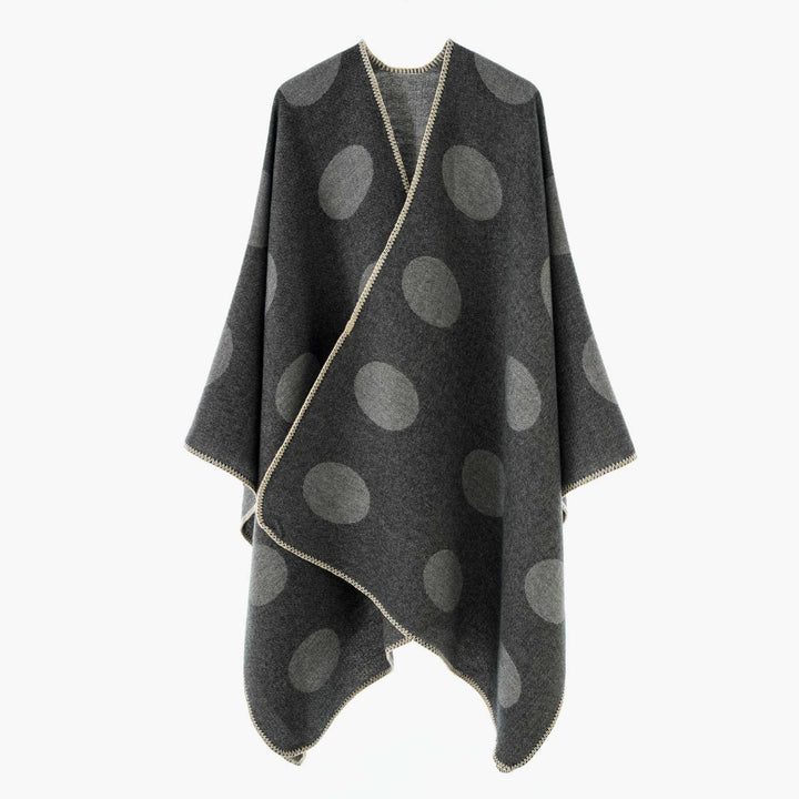 Damen Punkte-Überwurf Cape aus Wollmix mit Zierstich – Avérine