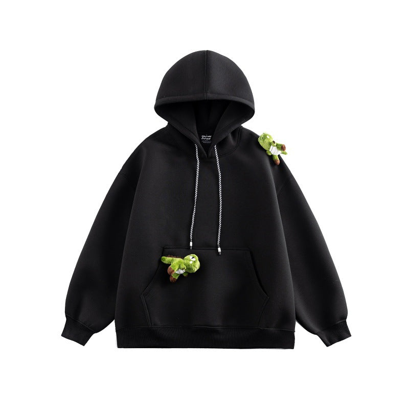 Unisex Oversize-Kapuzenpullover aus French-Terry mit Kängurutasche und abnehmbaren Plüschanhänger Echoarchiv
