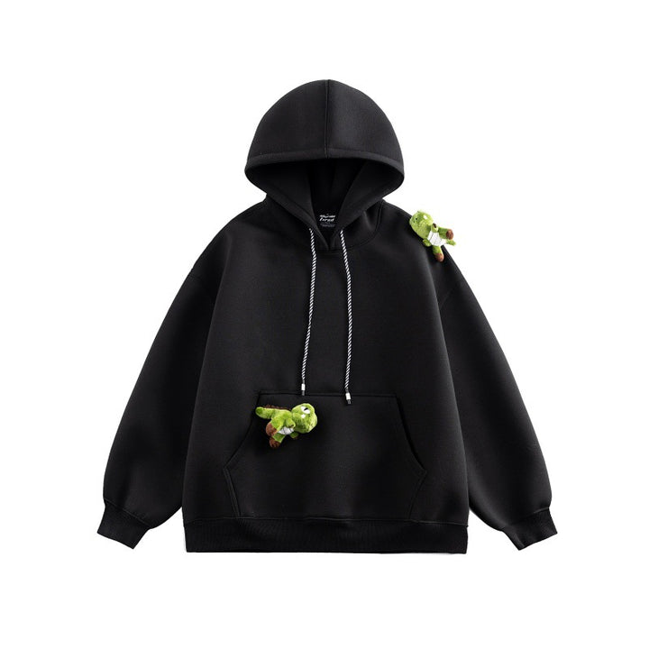 Unisex Oversize-Kapuzenpullover aus French-Terry mit Kängurutasche und abnehmbaren Plüschanhänger Echoarchiv