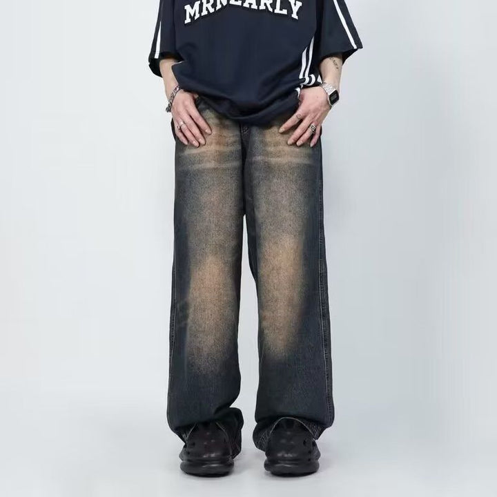 Herren Wide-Leg Jeans im lässigen Vintage-Design mit einzigartiger Waschung Echoarchiv