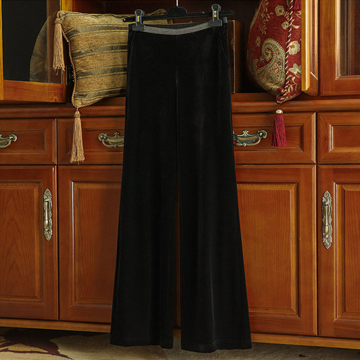 Damen Elegante und fließende Velours-Hose Echoarchiv