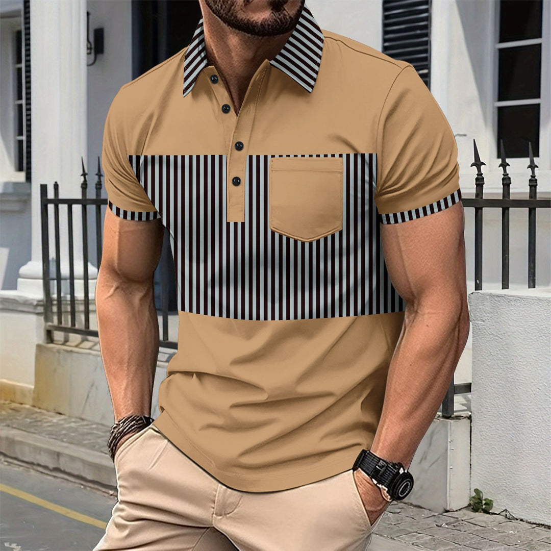Herren Poloshirt mit modernem Streifenmuster und eleganter Brusttasche Echoarchiv