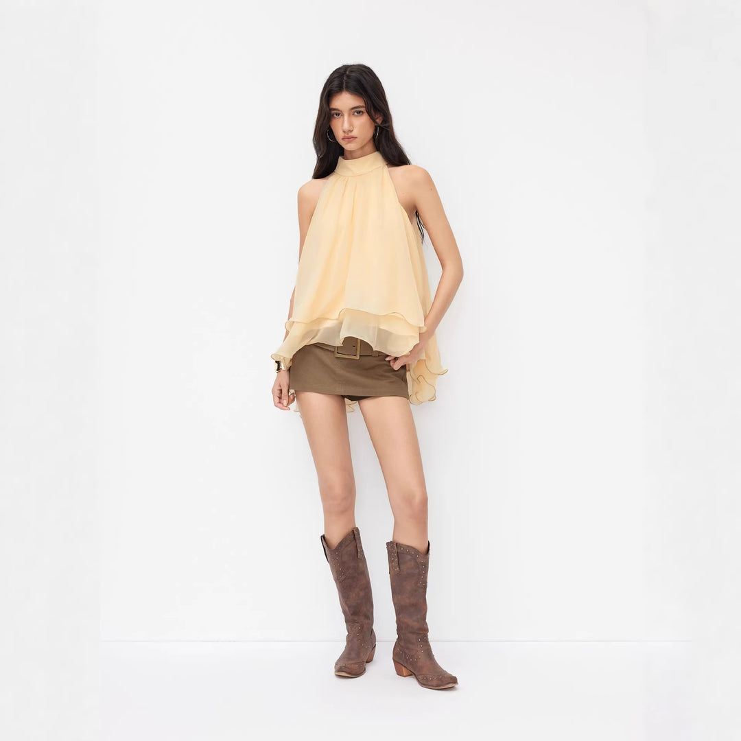 Damen Schwingender Chiffon-Rock mit Schleifenverschluss Echo Archiv