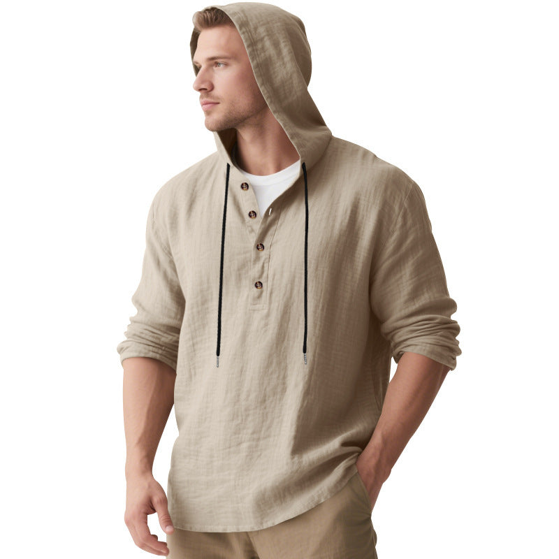 Herren lässiger Kapuzenpullover mit modischem Knopfdesign und hochwertiger Baumwollstruktur Echoarchiv