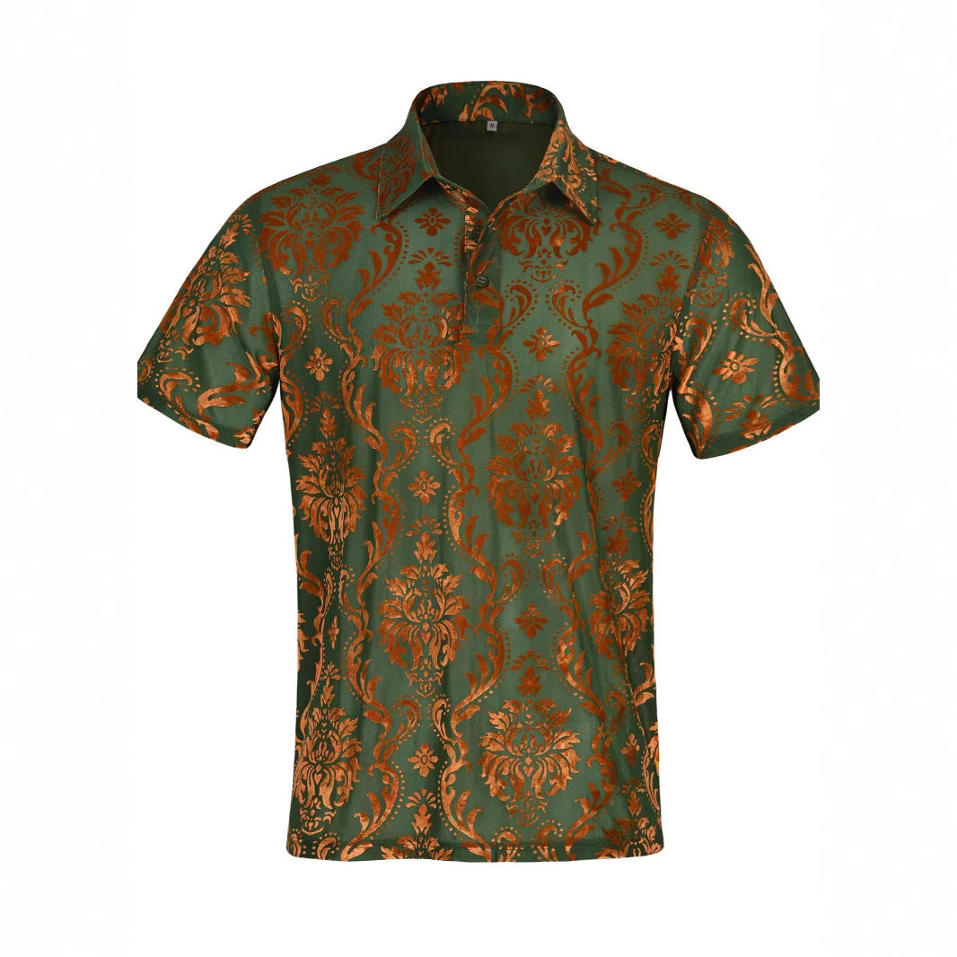 Herren Polohemd mit elegantem Damastmuster Echoarchiv