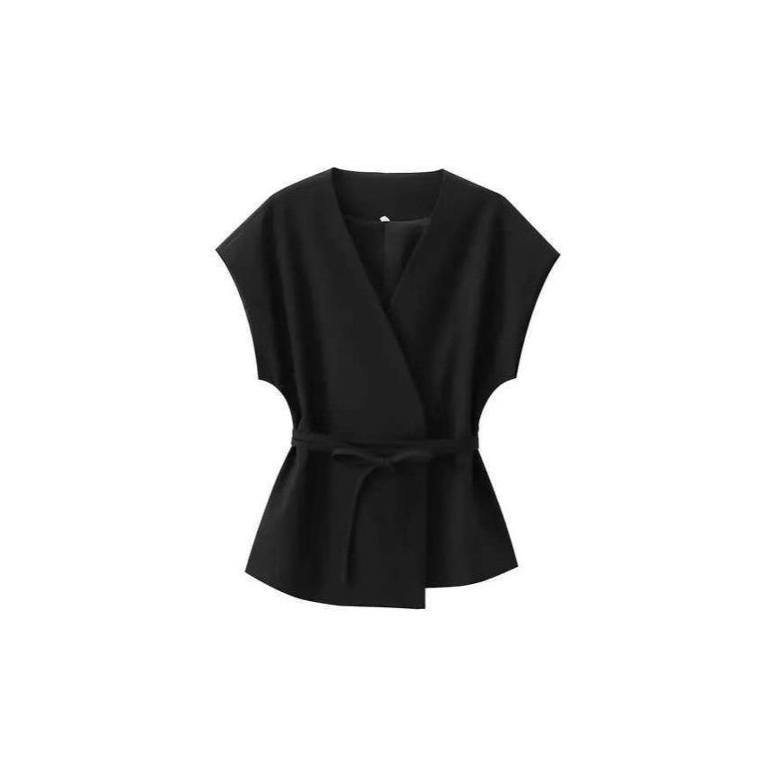 Damen elegantes Wickeloberteil und weite Palazzo-Hose Set Echo Archiv