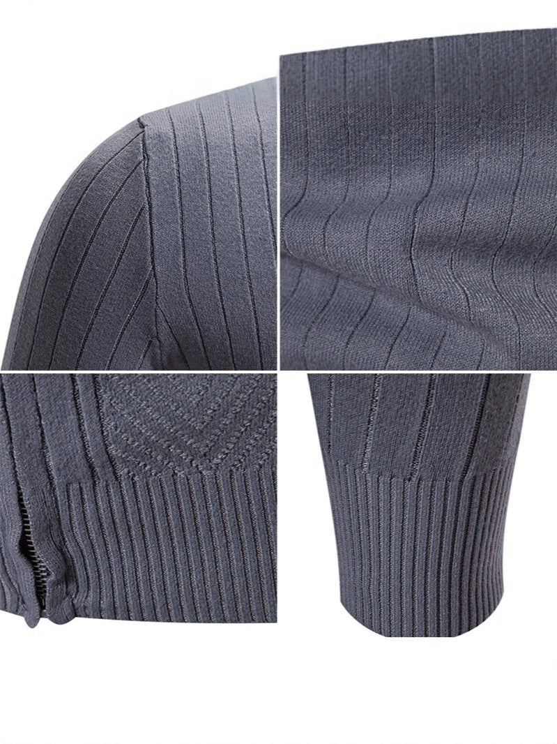 Herren Strickpullover mit hochschließendem Reißverschluss und feinem Rippdesign Echoarchiv