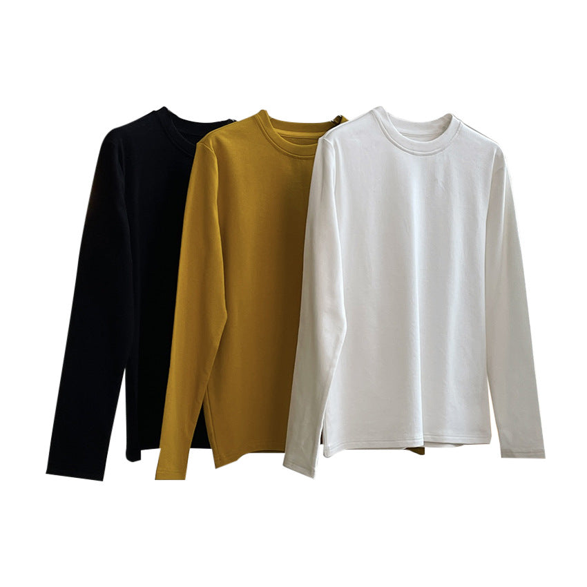 Damen Fein verarbeitetes Langarm-Basicshirt aus Baumwoll‑Mix mit Rundhalsausschnitt Echoarchiv