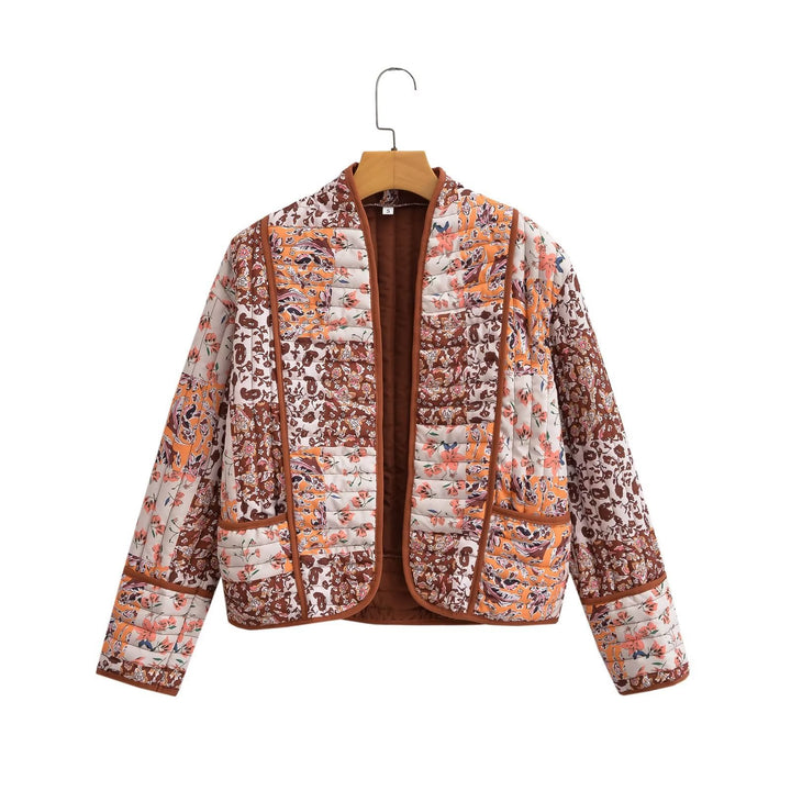 Damen nan gesteppte Patchwork Kimono-Jacke mit aufgesetzten Taschen Echo Archiv