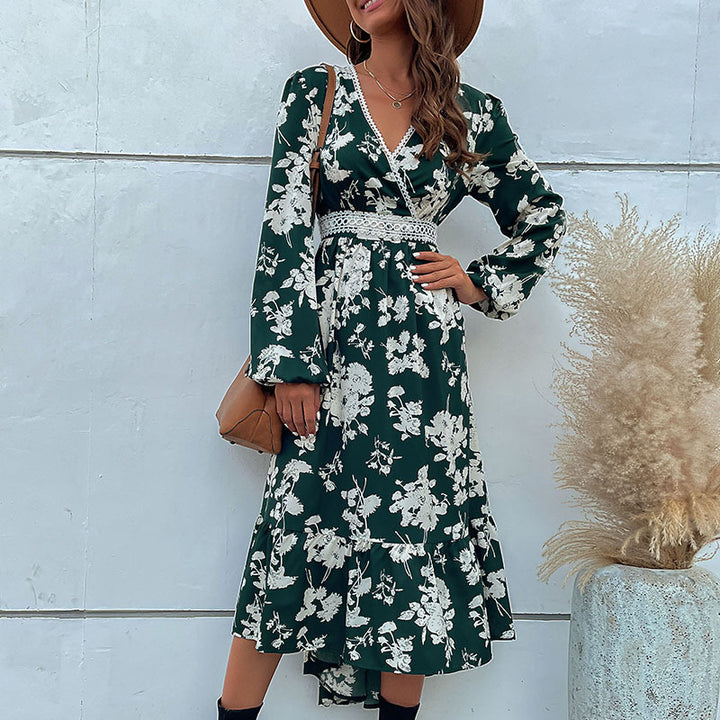 Damen Elegantes Maxikleid mit floralem Muster und V-Ausschnitt Echo Archiv