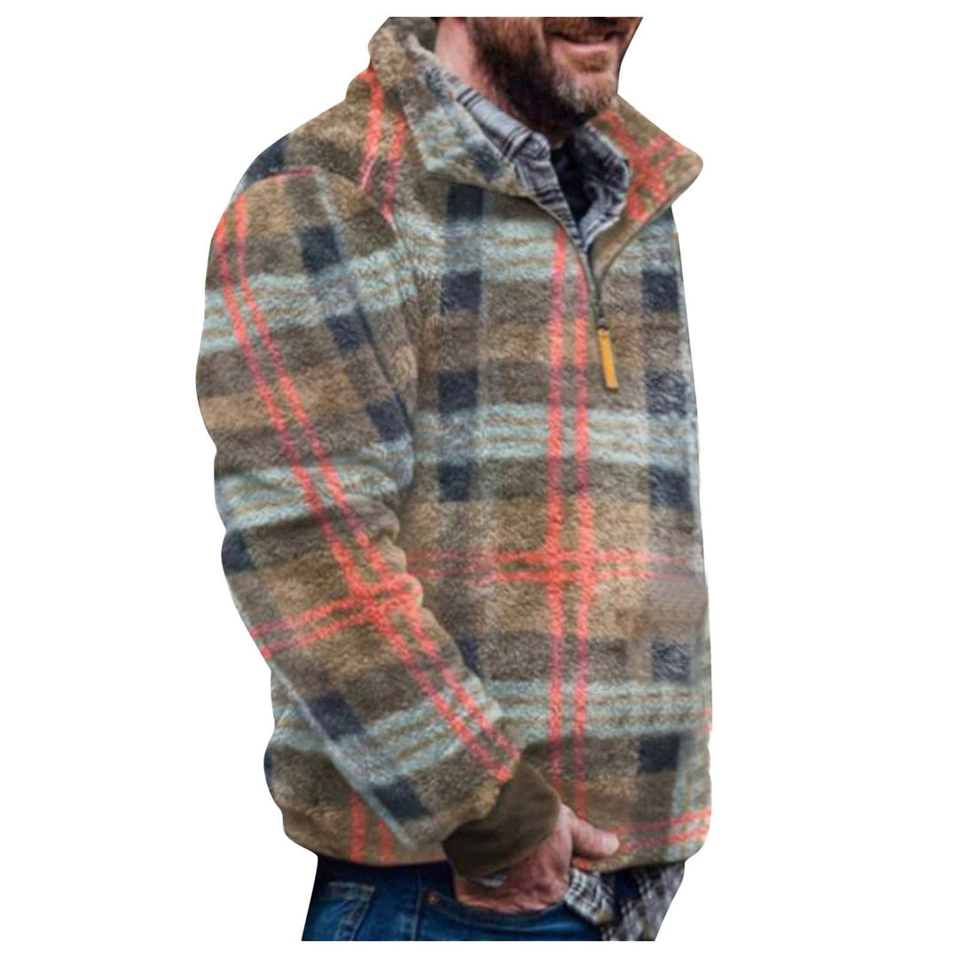 Herren Pulloverjacke mit farbenfrohem, geometrischem Design und praktischer Brusttasche Echoarchiv