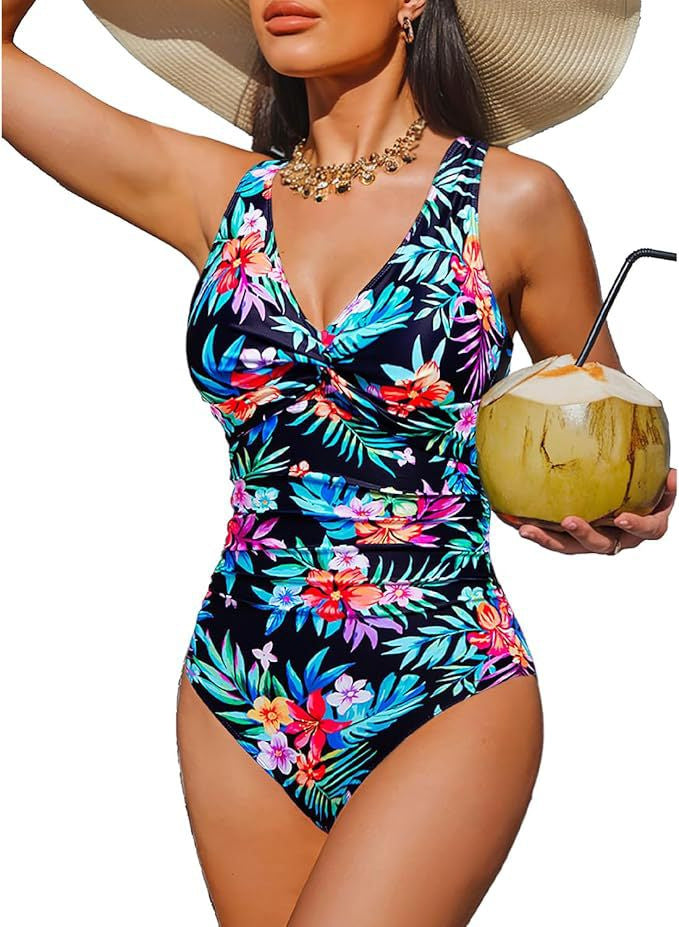 Damen Eleganter Einteiler Badeanzug mit modischem Twist Echo Archiv